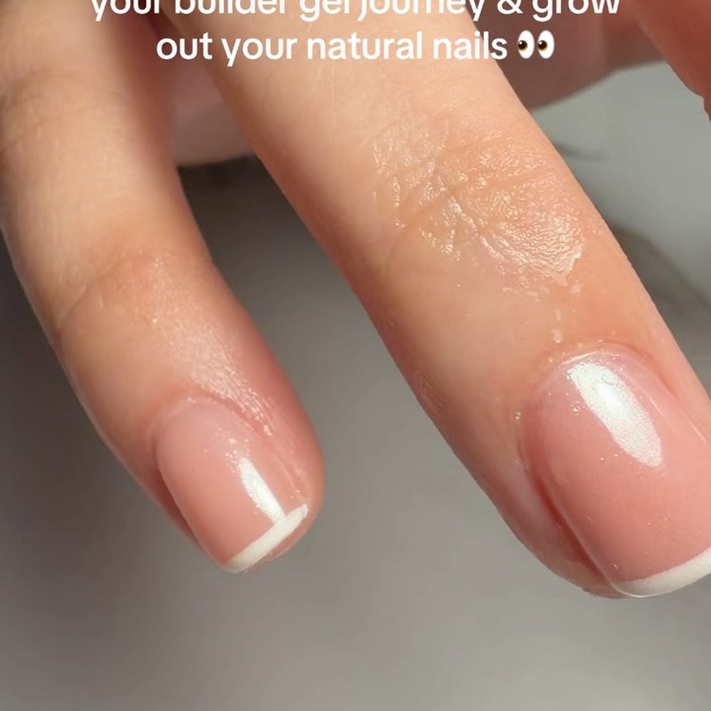 Natural builder gel nails with delicate French tips